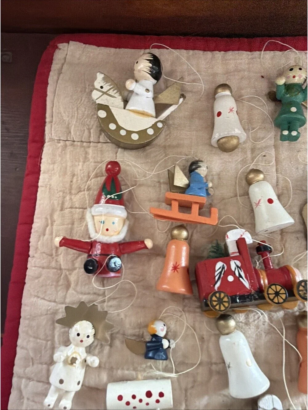 Vintage Mixed Lot 60 Wooden Christmas Tree Ornaments Hand Painted German Style